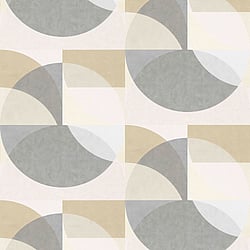 Galerie Wallcoverings Product Code 10150-02 - ELLE Decoration Wallpaper Collection - Grey Beige Colours - Geometric Circle Graphic Design