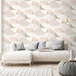 Galerie Wallcoverings Product Code 10150-05 - ELLE Decoration Wallpaper Collection - Blush Pink Gold Cream Colours - Geometric Circle Graphic Design