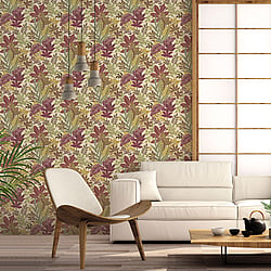 Galerie Wallcoverings Product Code 18508 - Into The Wild Wallpaper Collection - Red Colours - Foliage Design