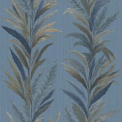 Galerie Wallcoverings Product Code 35906 - Ornamenta Wallpaper Collection - Blue Gold Colours - Leaf Flourish Design