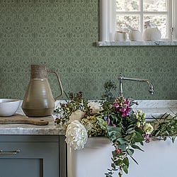 Galerie Wallcoverings Product Code 51020 - Blomstermala Wallpaper Collection - Green Colours - Floral Collage Design