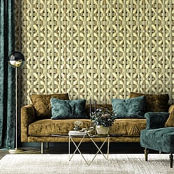 Galerie Wallcoverings Product Code 65335 - Pepper Wallpaper Collection - Mustard Colours - Octagonal Honeycomb Design