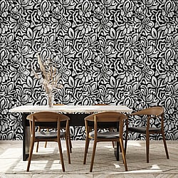 Galerie Wallcoverings Product Code 81338 - Pepper Wallpaper Collection - Black Pepper Colours - Brussels Lace Design