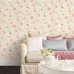 Galerie Wallcoverings Product Code AB42418 - Abby Rose 3 Wallpaper Collection - Pink Blue Cream Colours - Morning Dew Design