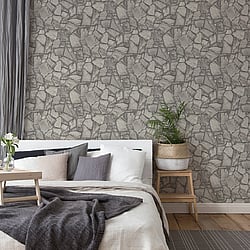 Galerie Wallcoverings Product Code BB51140 - The Bricks And More Wallpaper Collection - Grey Colours - Petrified Paradise Motif Design