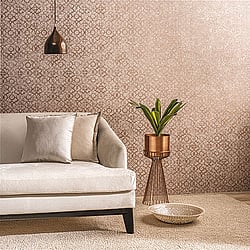 Galerie Wallcoverings Product Code DWP0246-04 - Emporium Wallpaper Collection - Pink Rose Gold Colours - Aged Quatrefoil Design