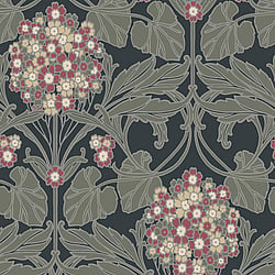 Galerie Wallcoverings Product Code ET12110 - Arts and Crafts Wallpaper Collection - Olive Pink Beige White Black Colours - Floral Hydrangea Design