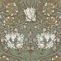 Galerie Wallcoverings Product Code ET12606 - Arts and Crafts Wallpaper Collection - Orange Green Cream Colours - Ogee Flora Design