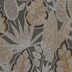 Galerie Wallcoverings Product Code FL61113 - Flourish Wallpaper Collection - Beige/Brown Colours - Grafic Leaves Motif Design