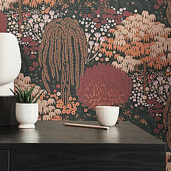 Galerie Wallcoverings Product Code FL61133 - Flourish Wallpaper Collection - Pink/Red Colours - Fairytale Leaves Motif Design