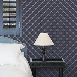 Galerie Wallcoverings Product Code G23346 - Deauville 2 Wallpaper Collection - Navy Blue White Colours - Nautical Rope Design