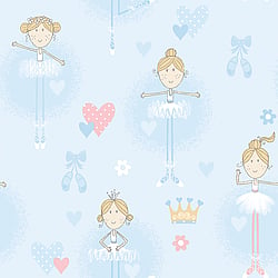 Galerie Wallcoverings Product Code G56506 - Just 4 Kids 2 Wallpaper Collection - Blue Colours - Ballerinas Design