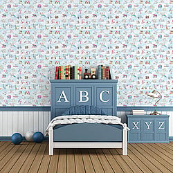 Galerie Wallcoverings Product Code G56537 - Just 4 Kids 2 Wallpaper Collection - Blue Multicoloured Colours - Alphabet Design