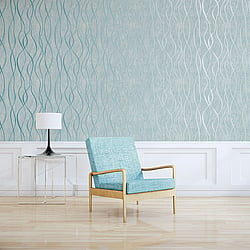 Galerie Wallcoverings Product Code G67735 - Special Fx Wallpaper Collection - Blue Silver Colours - Glitter Ribbons Design