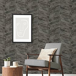 Galerie Wallcoverings Product Code G67776 - Utopia Wallpaper Collection - Charcoal Silver Colours - Chevron Design