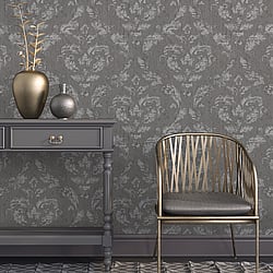 Galerie Wallcoverings Product Code G67782 - Utopia Wallpaper Collection - Charcoal Silver Colours - In Lay Design