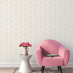 Galerie Wallcoverings Product Code G67889 - Miniatures 2 Wallpaper Collection - Pink Green White Colours - Small Rose Trail Design