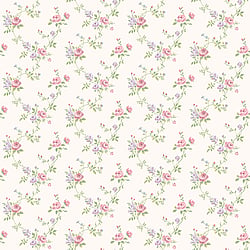 Galerie Wallcoverings Product Code G67896 - Miniatures 2 Wallpaper Collection - Pink White Green Purple Colours - Medium rose trail Design