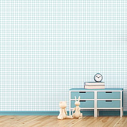 Galerie Wallcoverings Product Code G78397 - Tiny Tots 2 Wallpaper Collection - Turquoise Colours - Plaid Design