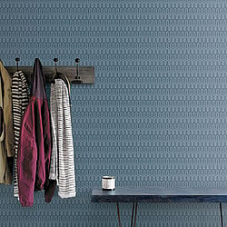 Galerie Wallcoverings Product Code GX37618 - Geometrix Wallpaper Collection - Denim Blues Colours - Zig Zag Design