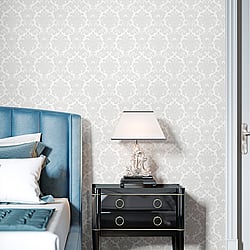 Galerie Wallcoverings Product Code IS33320 - Italian Silks And Damasks Wallpaper Collection - White Colours - Damasco Allegro Design