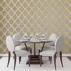 Galerie Wallcoverings Product Code W78228 - Metallic Fx Wallpaper Collection - Gold Colours - Metallic Damask Design