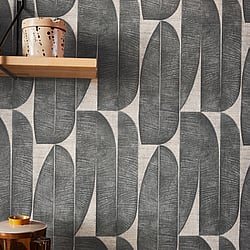 Galerie Wallcoverings Product Code WH30170 - Welcome Home Wallpaper Collection - Silver Grey Colours - Geometric Leaf Design