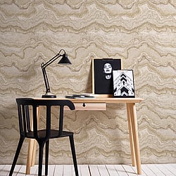 Galerie Wallcoverings Product Code WH30174 - Welcome Home Wallpaper Collection - Gold Colours - Water Marble Design