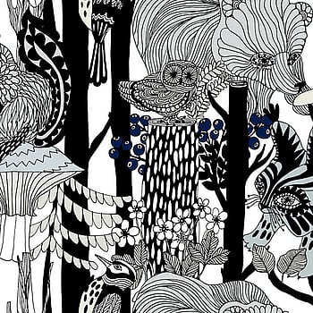 Galerie Wallcoverings Product Code 23341 - Marimekko 5 Wallpaper Collection - Black Grey Blue Beige Colours -  