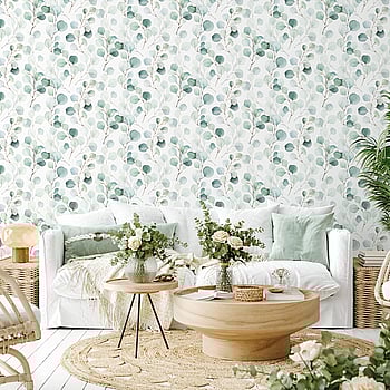 Galerie Wallcoverings Product Code 47420 - Flora Wallpaper Collection - White, Green Colours -  
