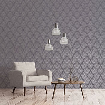 Galerie Wallcoverings Product Code 7008 - Emporium Wallpaper Collection - Purple Silver Colours -  