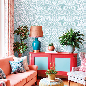 Galerie Wallcoverings Product Code 8349 - Blooming Garden Wallpaper Collection - Light Blue Colours -  