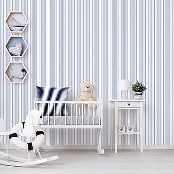Galerie Wallcoverings Product Code G23064 - Deauville 2 Wallpaper Collection - Sky Blue Navy Blue White Colours -  