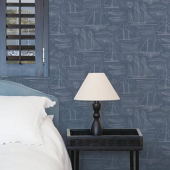 Galerie Wallcoverings Product Code G23325 - Deauville 2 Wallpaper Collection - Marine Blue White Colours -  
